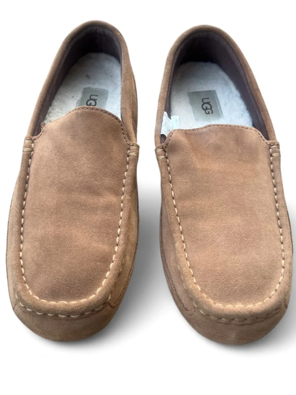 UGG MEN'S ALDER SUEDE SHEARLING SLIP ON SLIPPERS LOAFERS SHOES - CHESTNUT